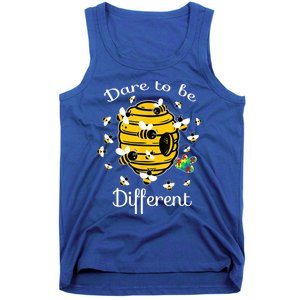 Dare To Be Different Bee Puzzle Cool Autism Awareness Gift Tank Top