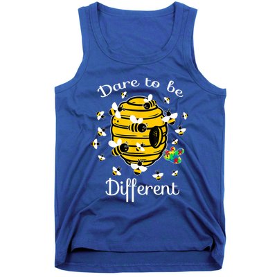 Dare To Be Different Bee Puzzle Cool Autism Awareness Gift Tank Top