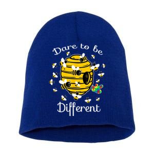 Dare To Be Different Bee Puzzle Cool Autism Awareness Gift Short Acrylic Beanie