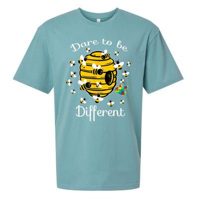 Dare To Be Different Bee Puzzle Cool Autism Awareness Gift Sueded Cloud Jersey T-Shirt