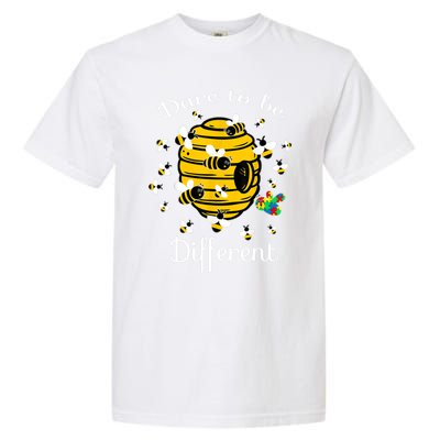 Dare To Be Different Bee Puzzle Cool Autism Awareness Gift Garment-Dyed Heavyweight T-Shirt