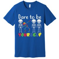 Dare To Be Your Self Dabbing Skeleton Autism Awareness Funny Gift Premium T-Shirt