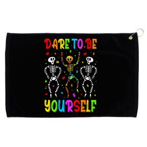 Dare To Be Your Self Dabbing Skeleton Autism Awareness Gift Grommeted Golf Towel