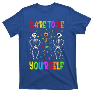 Dare To Be Your Self Dabbing Skeleton Autism Awareness Gift T-Shirt