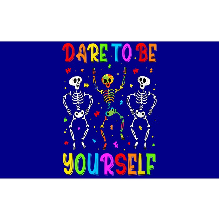 Dare To Be Your Self Dabbing Skeleton Autism Awareness Gift Bumper Sticker