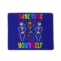 Dare To Be Your Self Dabbing Skeleton Autism Awareness Gift Mousepad