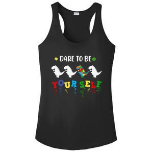 Dare To Be Yourself Autism Awareness Dinosaur Puzzle 2023 Gift Ladies PosiCharge Competitor Racerback Tank