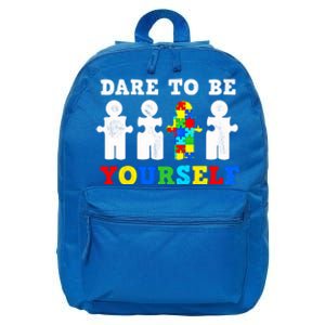 Dare To Be Yourself Autism Awareness Puzzle Piece Gear Gift 16 in Basic Backpack