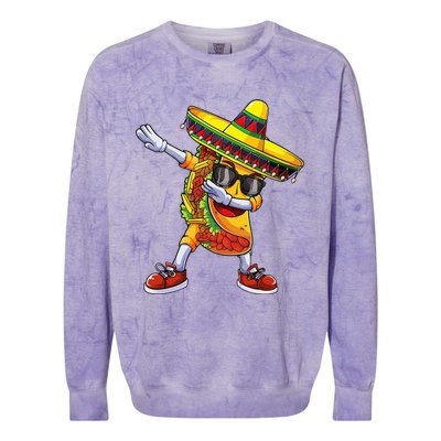 Dabbing Taco Cinco De Mayo Funny Mexican Dabs Colorblast Crewneck Sweatshirt