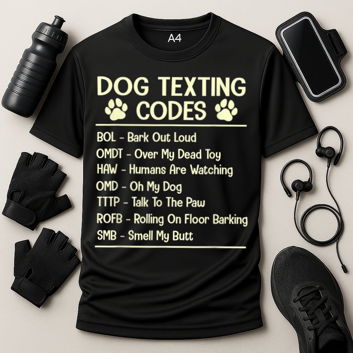 Dog Texting Codes Funny Dog Lover Cooling Performance Crew T-Shirt