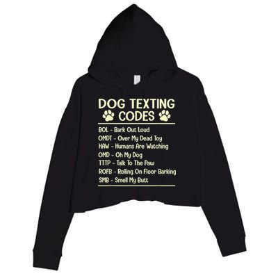Dog Texting Codes Funny Dog Lover Crop Fleece Hoodie