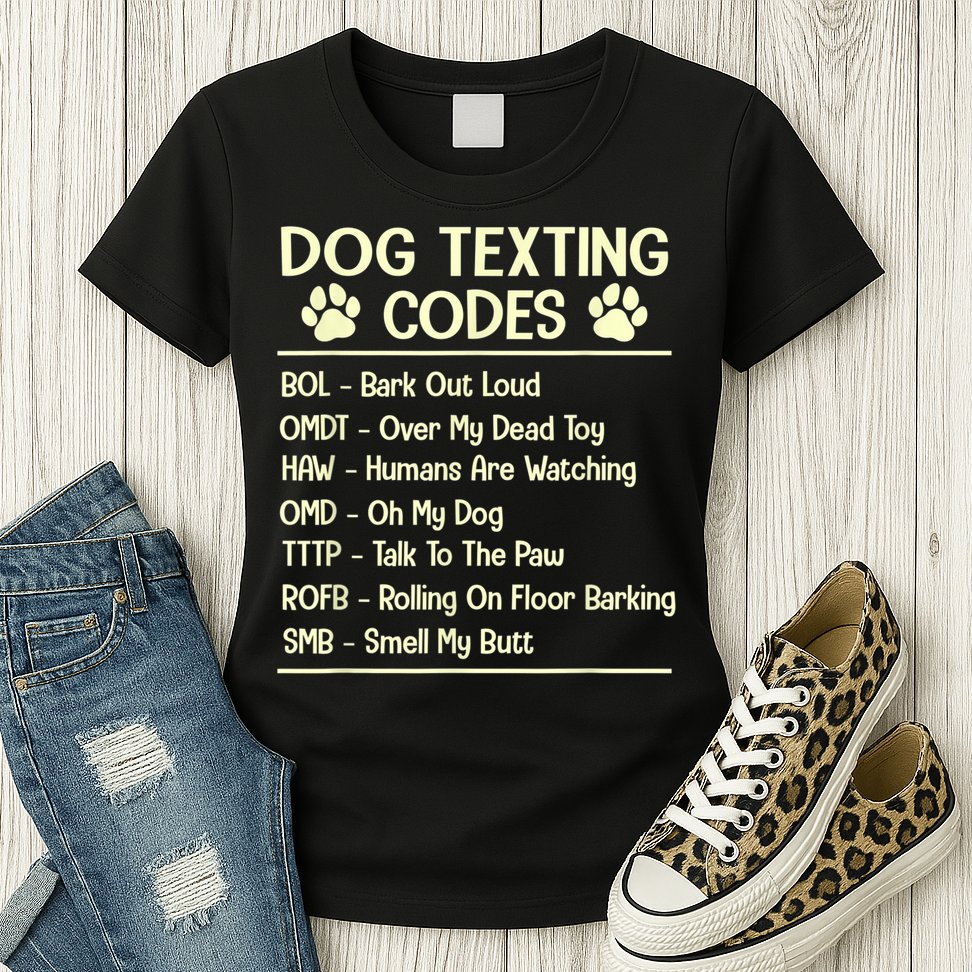 Dog Texting Codes Funny Dog Lover Womens T-Shirt