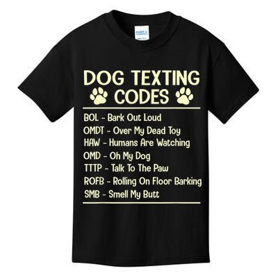 Dog Texting Codes Funny Dog Lover Kids T-Shirt
