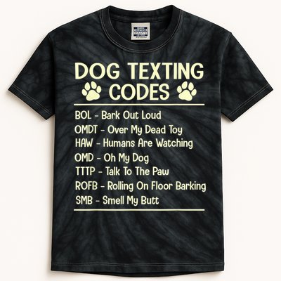 Dog Texting Codes Funny Dog Lover Kids Tie-Dye T-Shirt