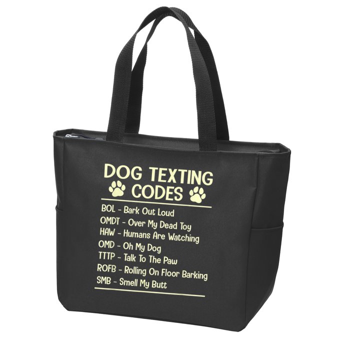 Dog Texting Codes Funny Dog Lover Zip Tote Bag