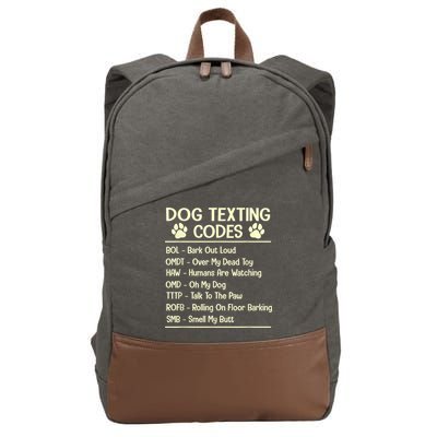 Dog Texting Codes Funny Dog Lover Cotton Canvas Backpack