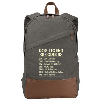 Dog Texting Codes Funny Dog Lover Cotton Canvas Backpack