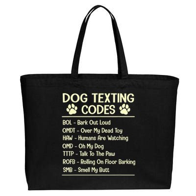 Dog Texting Codes Funny Dog Lover Cotton Canvas Jumbo Tote