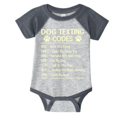 Dog Texting Codes Funny Dog Lover Infant Baby Jersey Bodysuit