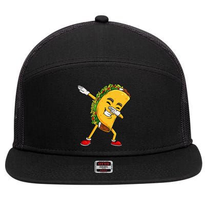 Dabbing Taco Cinco De Mayo Funny Mexican Food Dab 7 Panel Mesh Trucker Snapback Hat