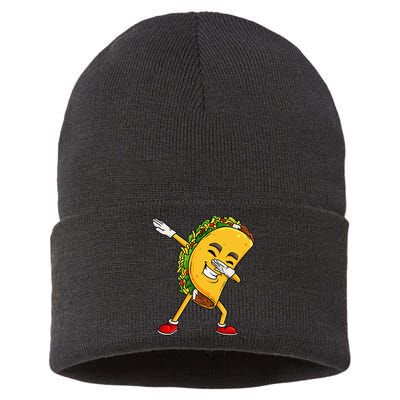 Dabbing Taco Cinco De Mayo Funny Mexican Food Dab Sustainable Knit Beanie