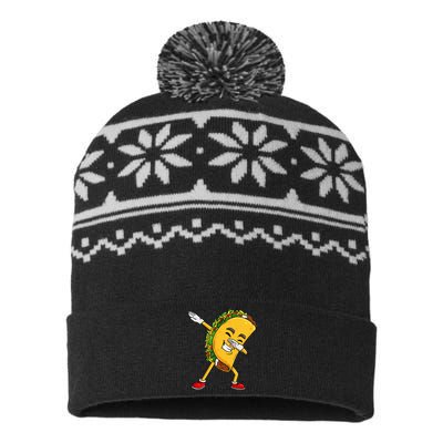 Dabbing Taco Cinco De Mayo Funny Mexican Food Dab USA-Made Snowflake Beanie