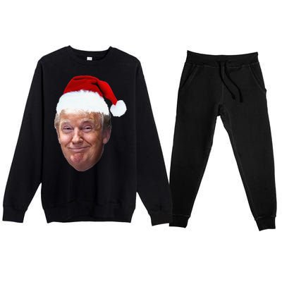 Donald Trump Christmas Funny Maga Santa Hat Gift Premium Crewneck Sweatsuit Set