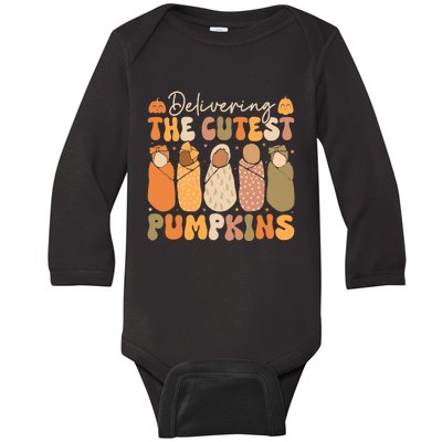 Delivering The Cutest Pumpkins Halloween L And D Nurse Fall Baby Long Sleeve Bodysuit