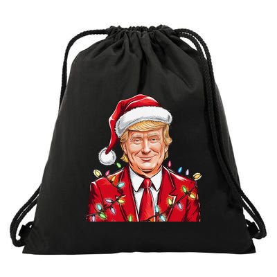 Donald Trump Christmas Funny Maga Holiday Drawstring Bag