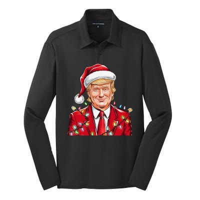 Donald Trump Christmas Funny Maga Holiday Silk Touch Performance Long Sleeve Polo