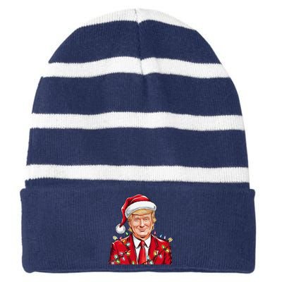 Donald Trump Christmas Funny Maga Holiday Striped Beanie with Solid Band