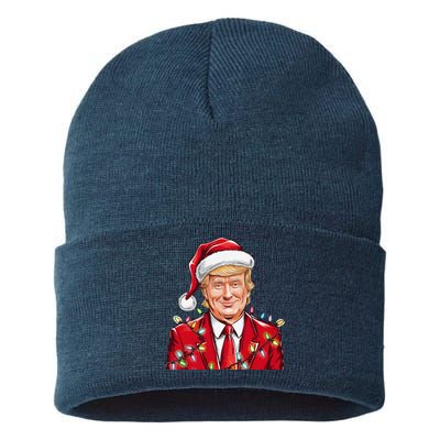 Donald Trump Christmas Funny Maga Holiday Sustainable Knit Beanie