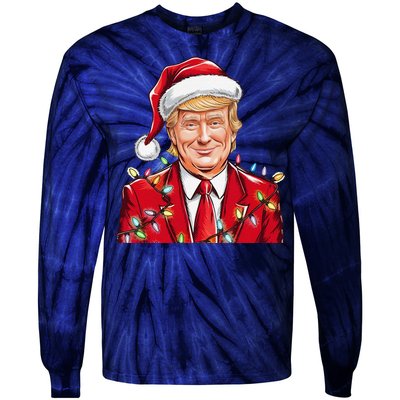 Donald Trump Christmas Funny Maga Holiday Tie-Dye Long Sleeve Shirt