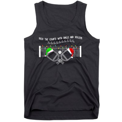 Deck The Courts With Balls And Volleys Christmas Pickleball Gift Tank Top