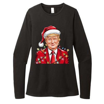 Donald Trump Christmas Funny Maga Santa Hat Womens CVC Long Sleeve Shirt