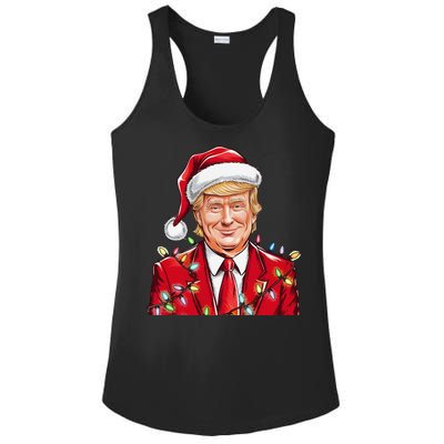 Donald Trump Christmas Funny Maga Santa Hat Ladies PosiCharge Competitor Racerback Tank