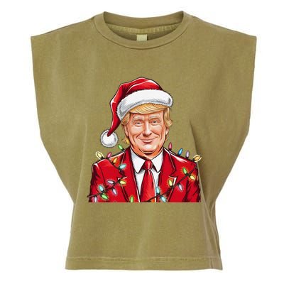 Donald Trump Christmas Funny Maga Santa Hat Garment-Dyed Women's Muscle Tee