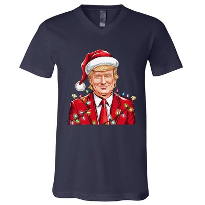 Donald Trump Christmas Funny Maga Santa Hat V-Neck T-Shirt