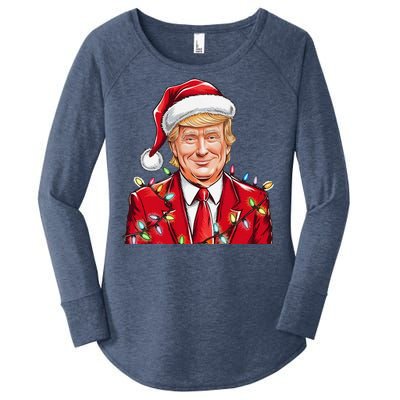 Donald Trump Christmas Funny Maga Santa Hat Women's Perfect Tri Tunic Long Sleeve Shirt