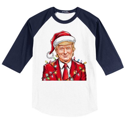 Donald Trump Christmas Funny Maga Santa Hat Baseball Sleeve Shirt