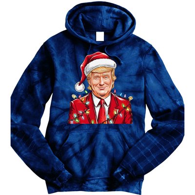 Donald Trump Christmas Funny Maga Santa Hat Tie Dye Hoodie