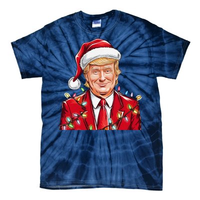 Donald Trump Christmas Funny Maga Santa Hat Tie-Dye T-Shirt