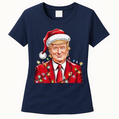 Donald Trump Christmas Funny Maga Santa Hat Women's T-Shirt