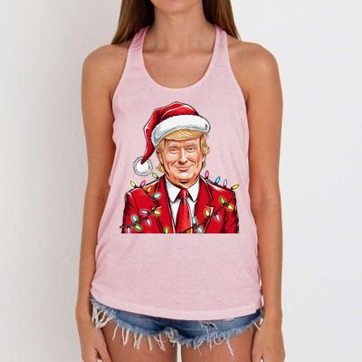 Donald Trump Christmas Funny Maga Santa Hat Women's Knotted Racerback Tank