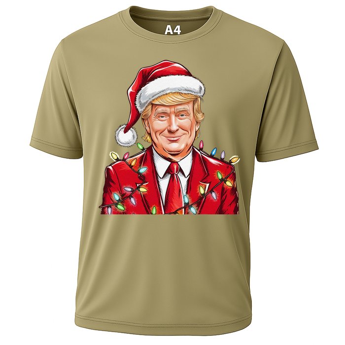 Donald Trump Christmas Funny Maga Santa Hat Cooling Performance Crew T-Shirt