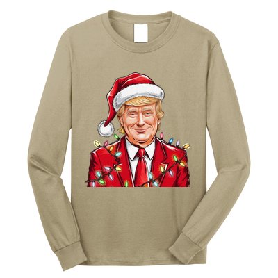 Donald Trump Christmas Funny Maga Santa Hat Long Sleeve Shirt