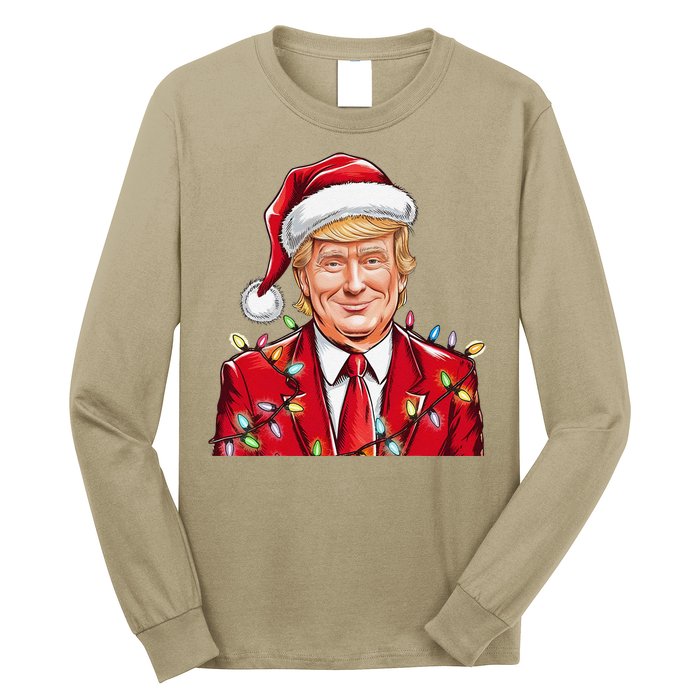 Donald Trump Christmas Funny Maga Santa Hat Long Sleeve Shirt