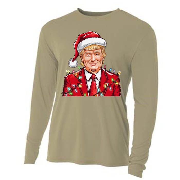 Donald Trump Christmas Funny Maga Santa Hat Cooling Performance Long Sleeve Crew