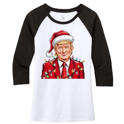 Donald Trump Christmas Funny Maga Santa Hat Women's Tri-Blend 3/4-Sleeve Raglan Shirt