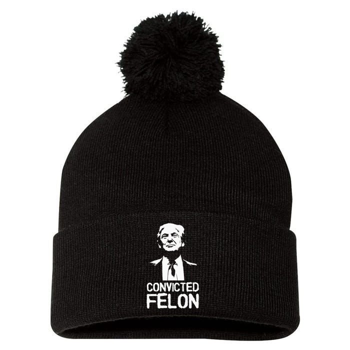 Donald Trump Convicted Felon Stencil Graffiti Pom Pom 12in Knit Beanie